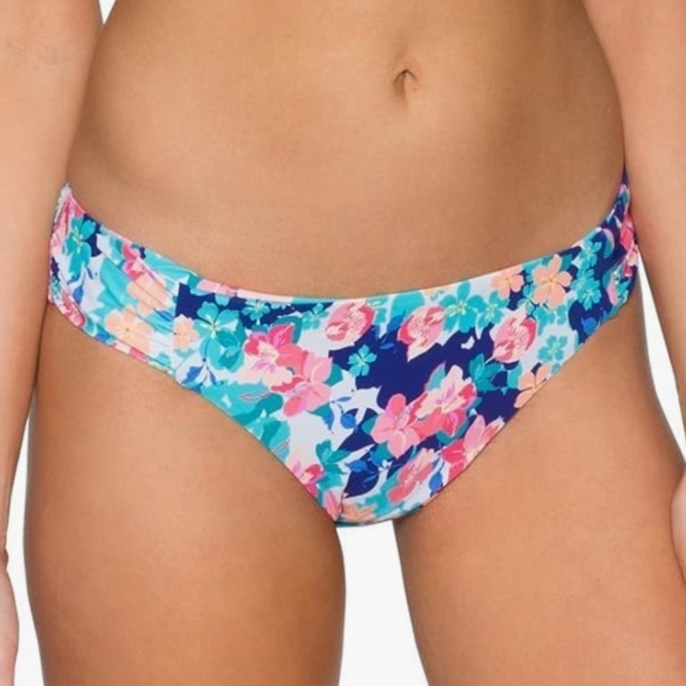NWT Sunsets Femme Fatal Shirred Side Bikini Bottoms XL Flower Bed